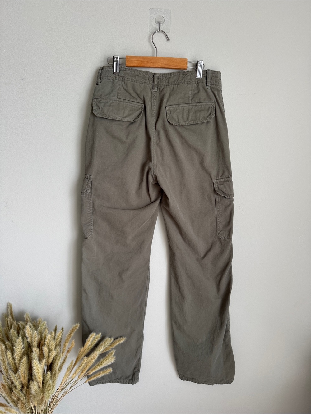 Zara Olive Green Cargo Pants Women’s US 6 EU 38 Utility Straight Leg High Rise - Picture 8 of 9